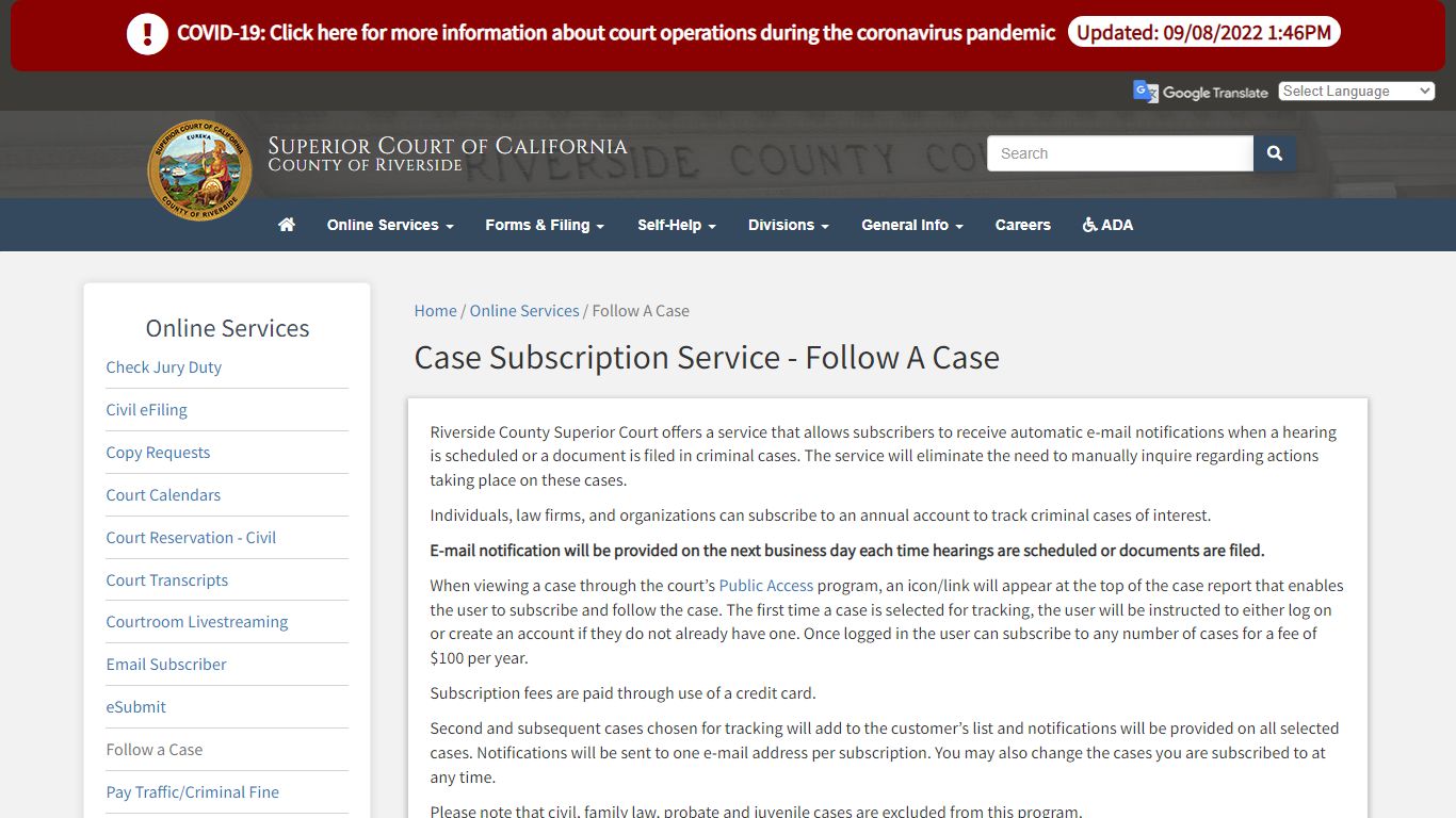 Follow A Case - California